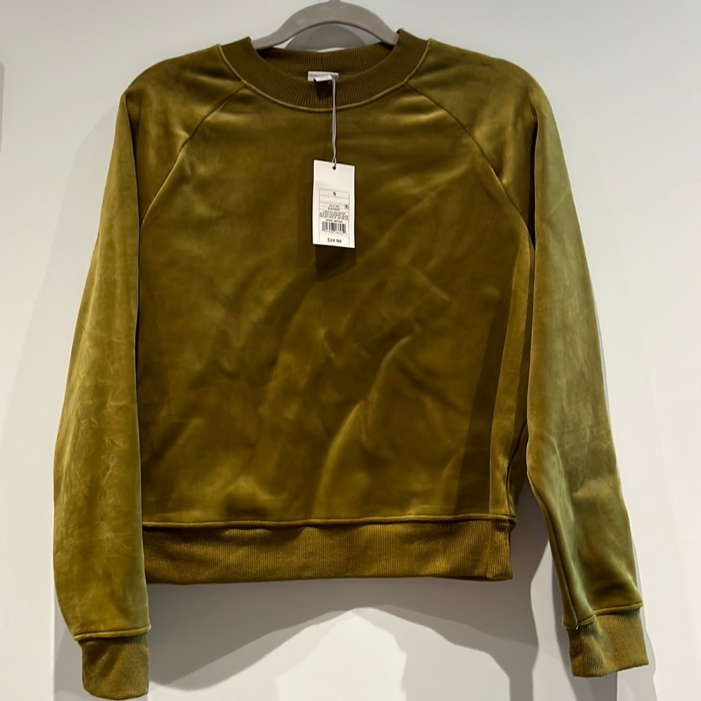 Olive green velvet sweatshirt